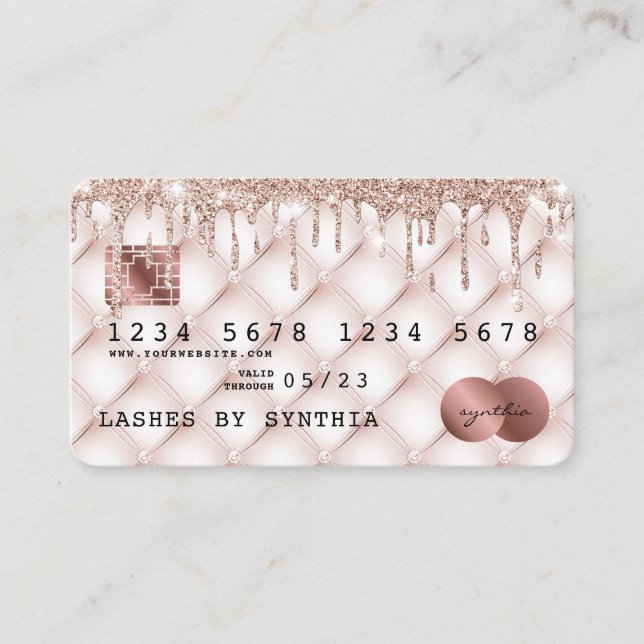 Cartes de crédit Rose stylisé Gold Parties scintil (Devant)