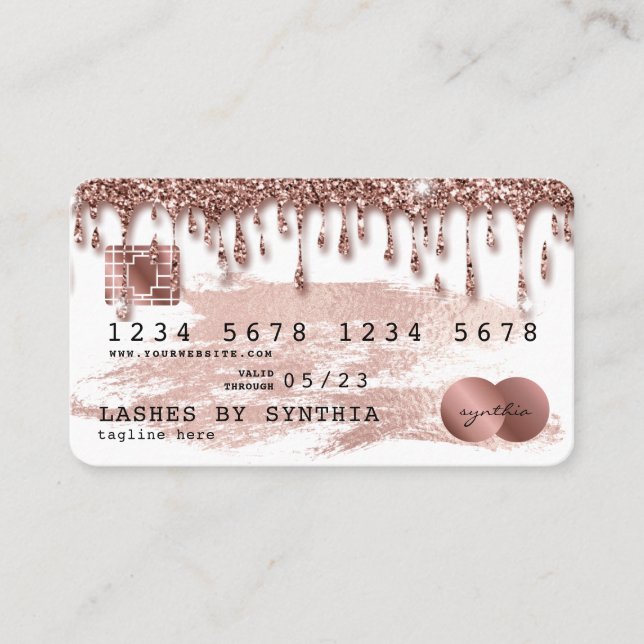 Cartes de crédit Rose stylisé Gold Parties scintil (Devant)