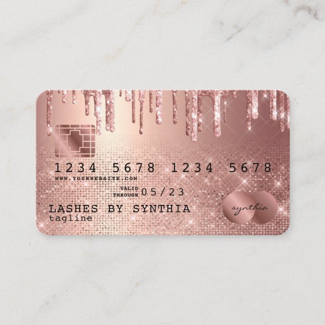 Cartes de crédit Rose stylisé Gold Parties scintil (Devant)