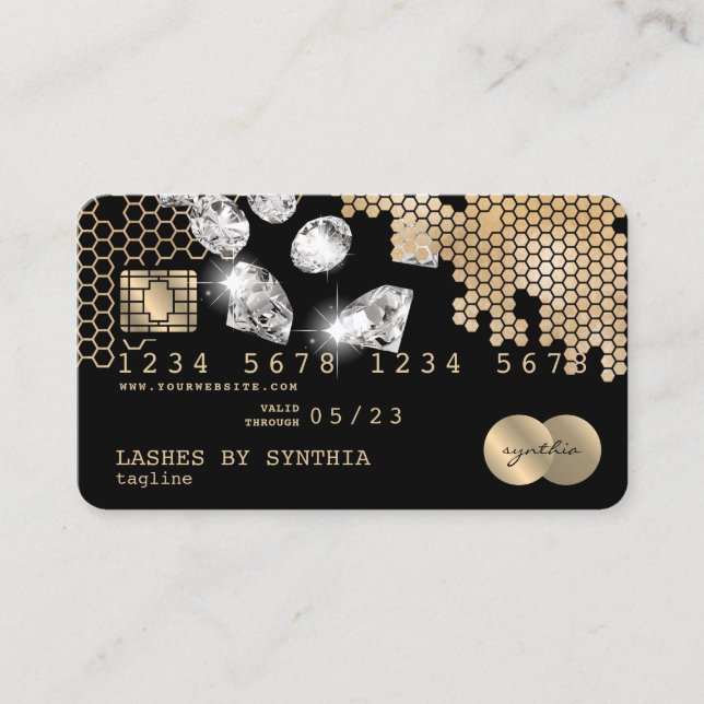 Cartes de crédit Styled Gold Honeycomb Diamonds (Devant)