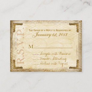 Cartes de cru et d'or RSVP (carte de visite
