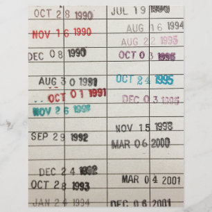 Cartes de date d'échéance de la bibliothèque vinta