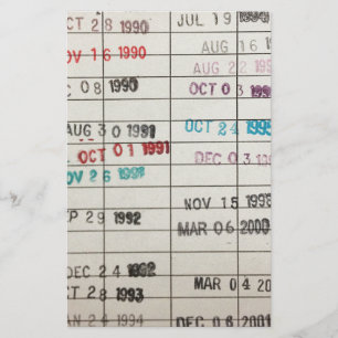 Cartes de date d'échéance de la bibliothèque vinta