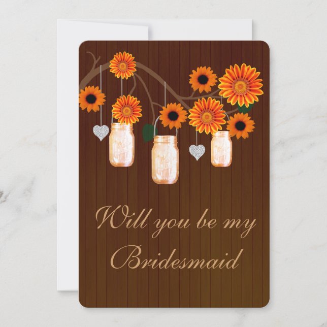 Cartes de demoiselle d'honneur en pots Mason orang (Devant)