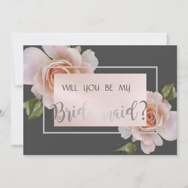 Cartes de demoiselle d'honneur Roses Chic Élégant (Devant)