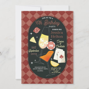 Cartes de dés d'anniversaire de cocktails de casin