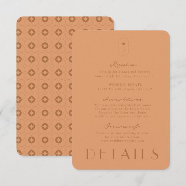 Cartes de détails de mariage à Palm Spring (Devant / Derrière)
