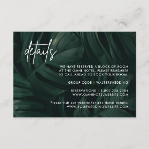 Cartes de détails de mariage de destination tropic