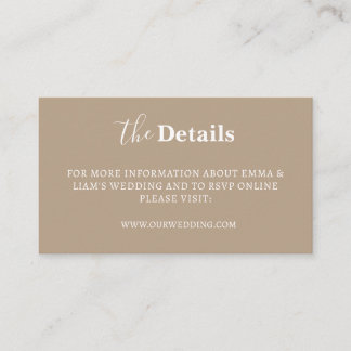 Cartes de détails de mariage élégantes et modernes