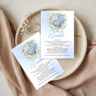Cartes de détails de mariage en or avec hydrangeas