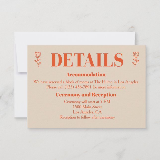 Cartes de détails personnalisées rétrominimalistes (Devant)