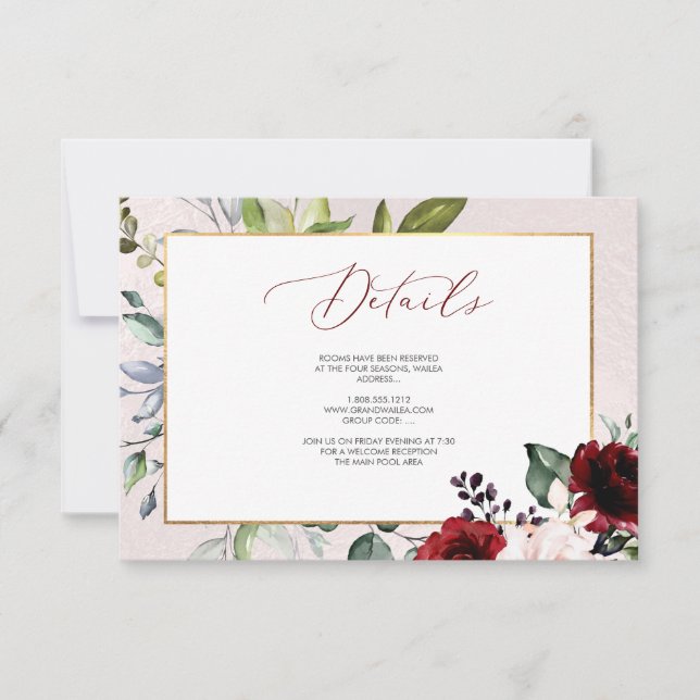 Cartes de détails PixDezines Burgundy Blush Blooms (Devant)