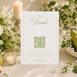 Cartes de détails QR de calligraphie ivoire vert o