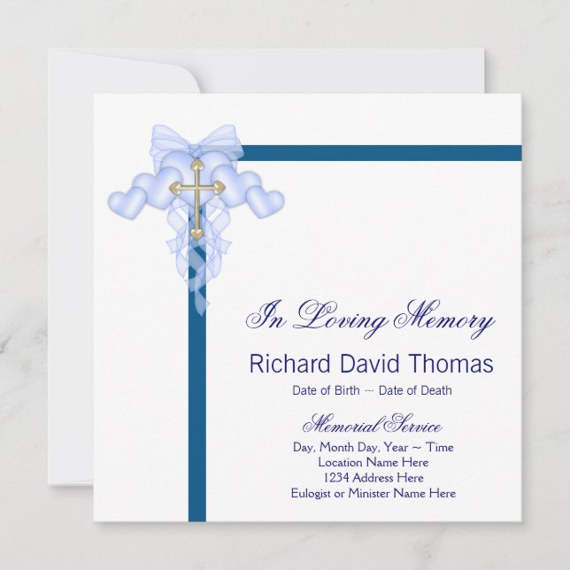 Cartes de deuil bleu marine (Devant)