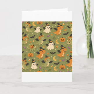 Cartes de dinosaures en costume Halloween mignons