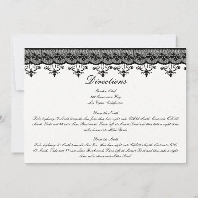 Cartes de direction Black Lace (Devant)