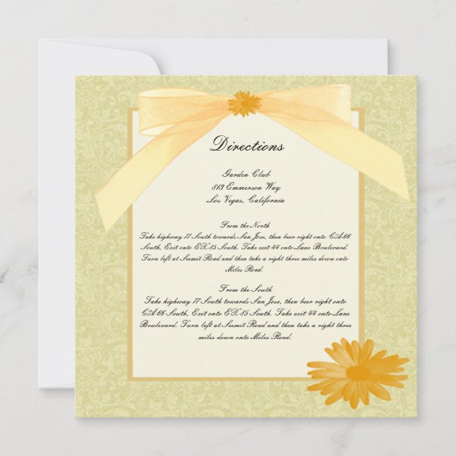 Cartes de direction de fleurs jaunes (Devant)