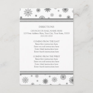 Cartes de direction de mariage d'hiver Neige gris