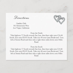 Cartes de direction Mariage blanc Coeurs
