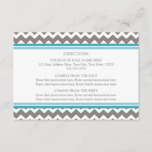 Cartes de direction mariage Gris Bleu Chevron