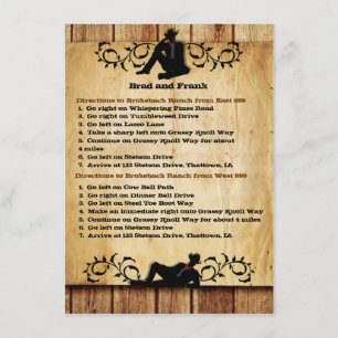 Cartes de direction pour mariage gay cowboy