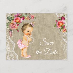 Cartes de faire-part de Baby Shower en toile de ju