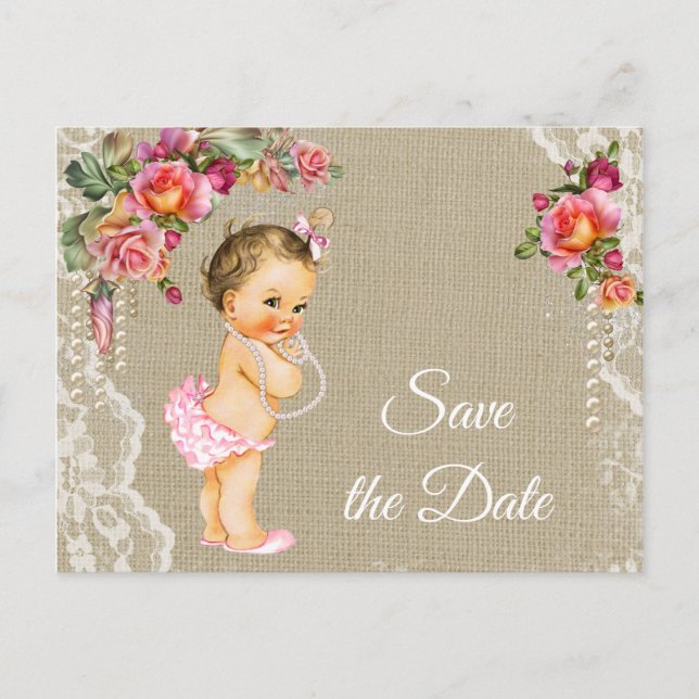 Cartes de faire-part de biberon de bébé en toile d (Devant)