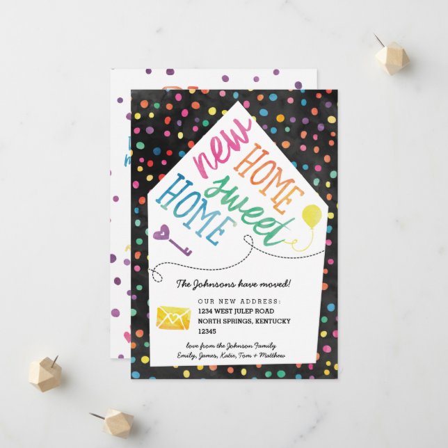 Cartes de Faire-part de déplacement de la maison R (Devant/Arrière en situation)