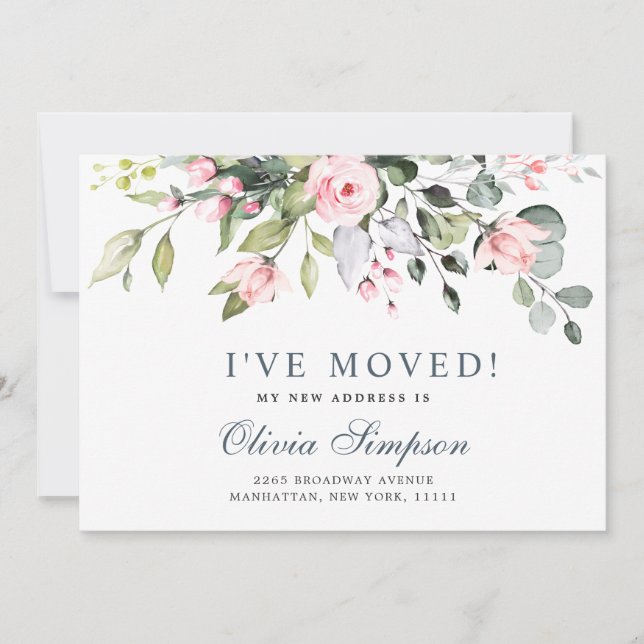 Cartes de Faire-part de déplacement Eucalyptus Aqu (Devant)