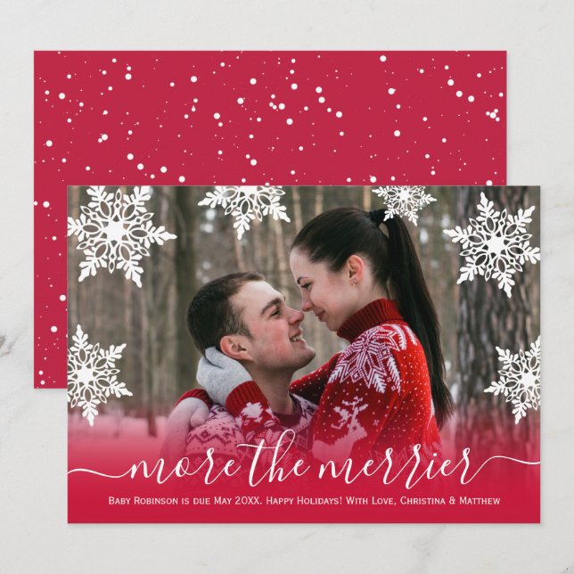 Cartes de Faire-part de grossesse de Noël (Devant / Derrière)