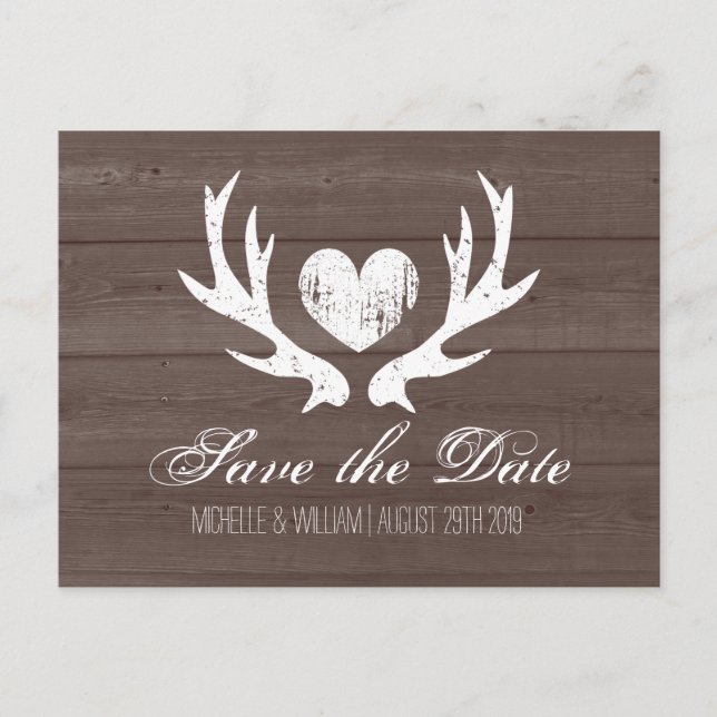 Cartes de faire-part de mariage à motif de bois de (Devant)