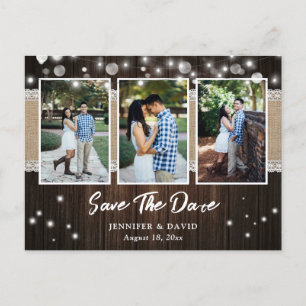 Cartes de faire-part de mariage en bois rustique a