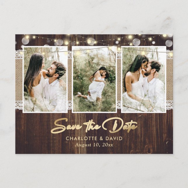 Cartes de faire-part de mariage en bois rustique a (Devant)