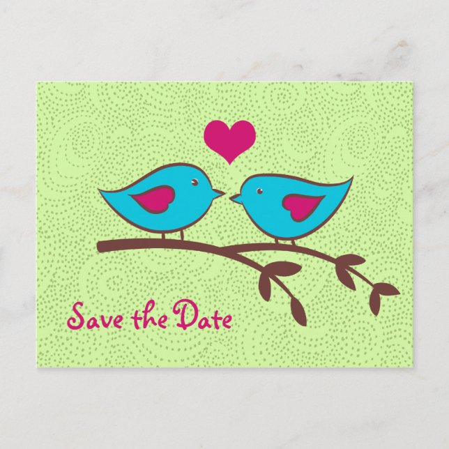 Cartes de faire-part de mariage Love Birds sur fon (Devant)