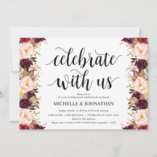 Cartes de Faire-part de mariage Rustique Bourgogne (Devant)