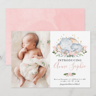 Cartes de Faire-part de naissance photo Eléphant m