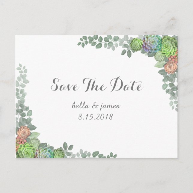 Cartes de faire-part de succulentes de verdure (Devant)