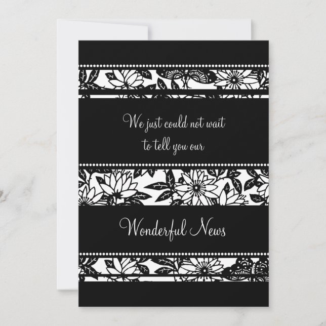 Cartes de Faire-part en Elopement Floral Blanc Noi (Devant)