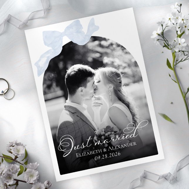 Cartes de Faire-part Mariage mariées | Bleu Bow (Créateur téléchargé)