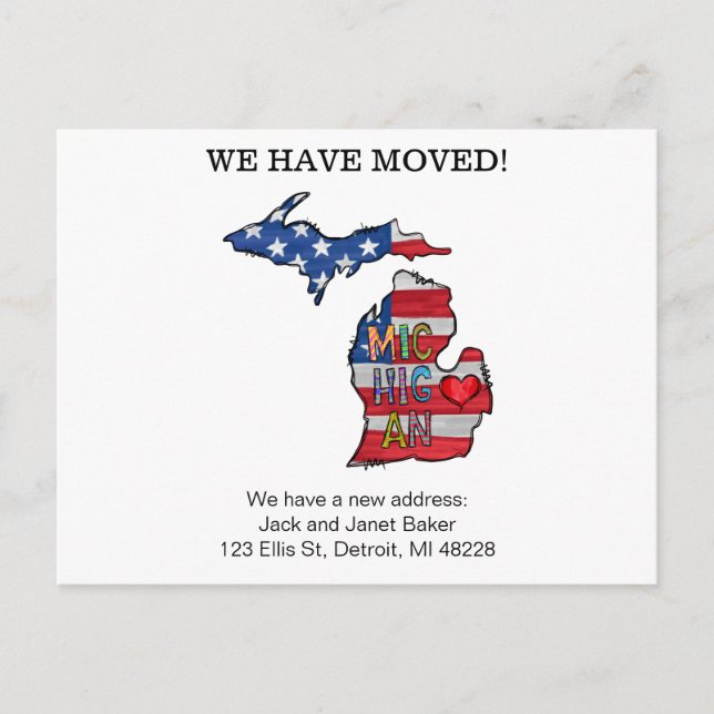 Cartes de Faire-part mobiles du Michigan (Devant)
