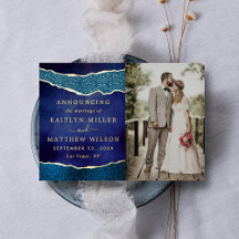 Cartes de Faire-part photo Mariage Agate élégant