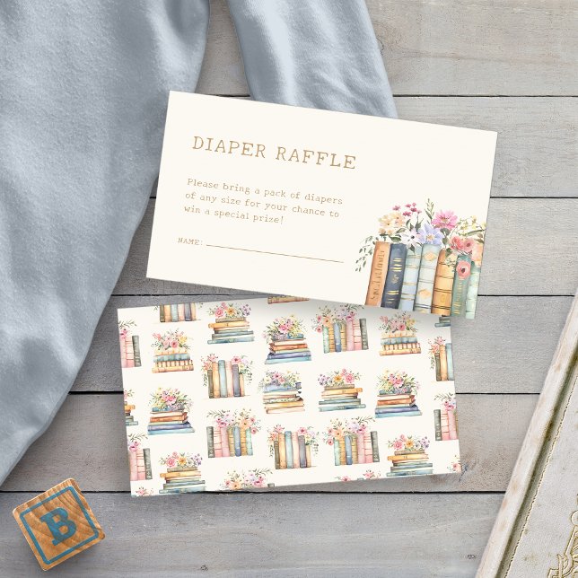 Cartes de fermeture à rabat de papier (Books Baby Shower Diaper Raffle Enclosure Card by Painted Paperie
)