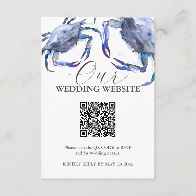 Cartes de fermeture Mariage de crabe d'aquarelle (Devant)