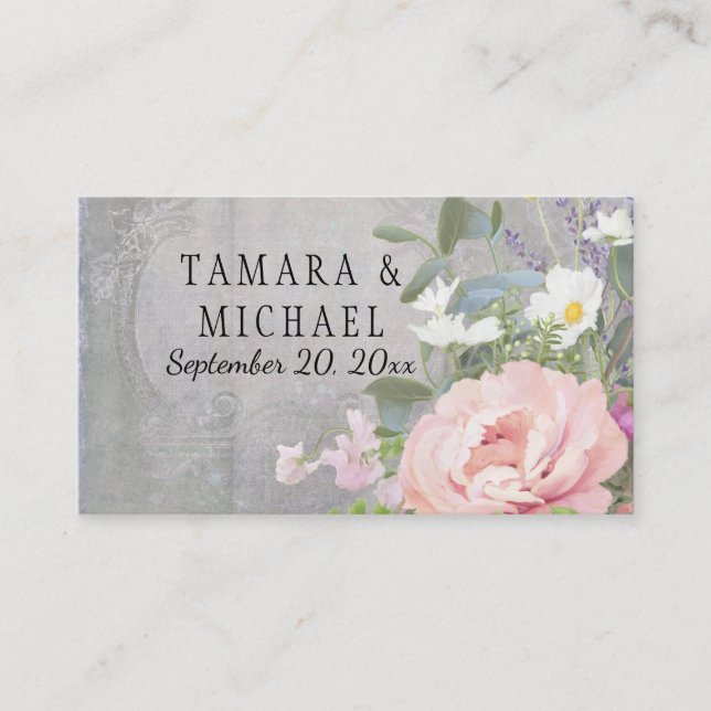 Cartes de Fête des mariées Bois Rustique Floral Pe (Devant)