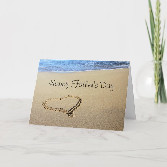 Cartes de Fête des pères du coeur dans le sable he (Devant)