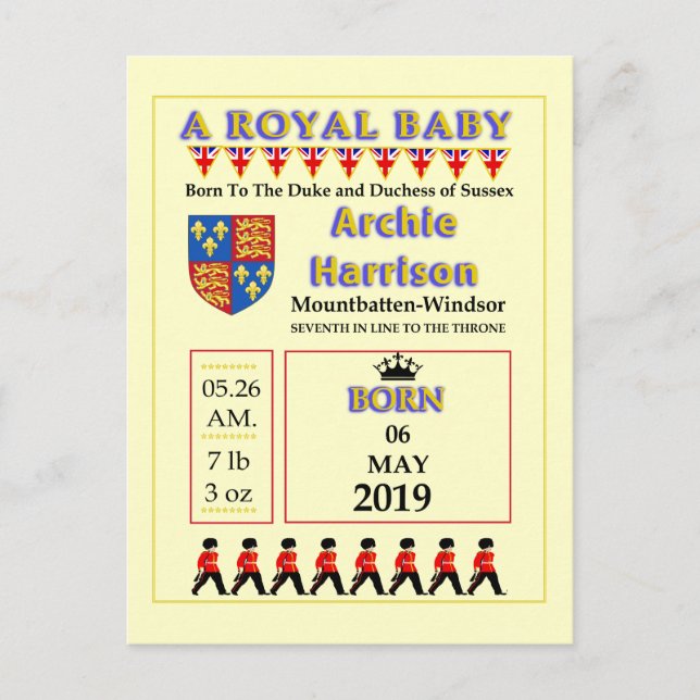Cartes de fête Royal Baby (Devant)