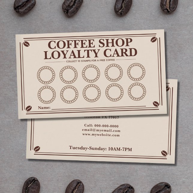 Cartes de fidélité - Café - Grains de café (Coffee Beans - Coffee Shop Loyalty Card)