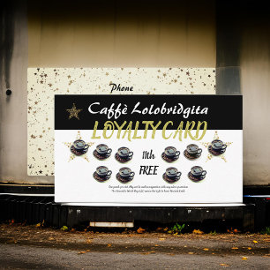 Cartes de fidélité Café Moderne Promotionnels Or N