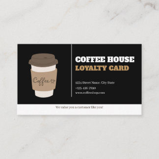 Cartes de Fidélité Café Tasses Noires et Blanches