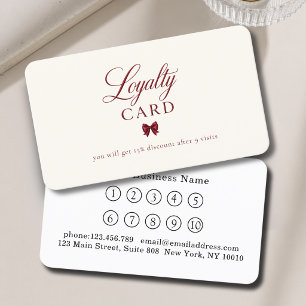 Cartes de fidélité Élégant Nœud Rouge Beige 10